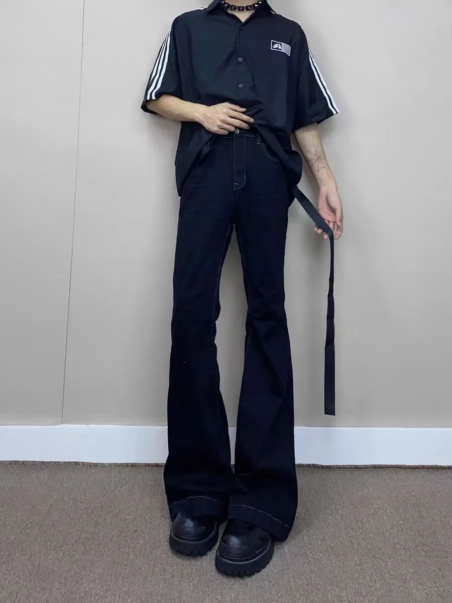 American High Street RO Style Long Sash Micro Flared Denim Jeans Slim Black Elastic Slimming Floor-Length Pants Unisex
American High Street RO Style Long Sash Micro Flared Denim Jeans Slim Black Elastic Slimming Floor-Length Pants Unisex
