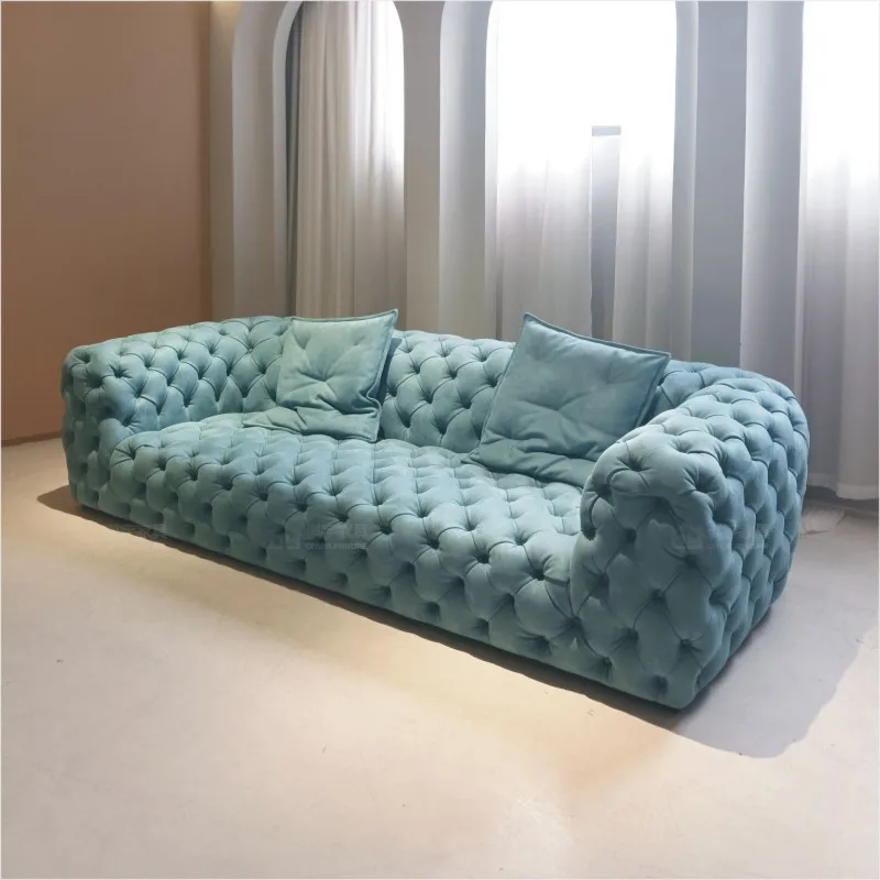 Italian leather buckle moon surface sofa small apartment living room light luxury hotel fabric sofa designer furniture
Italian leather buckle moon surface sofa small apartment living room light luxury hotel fabric sofa designer furniture