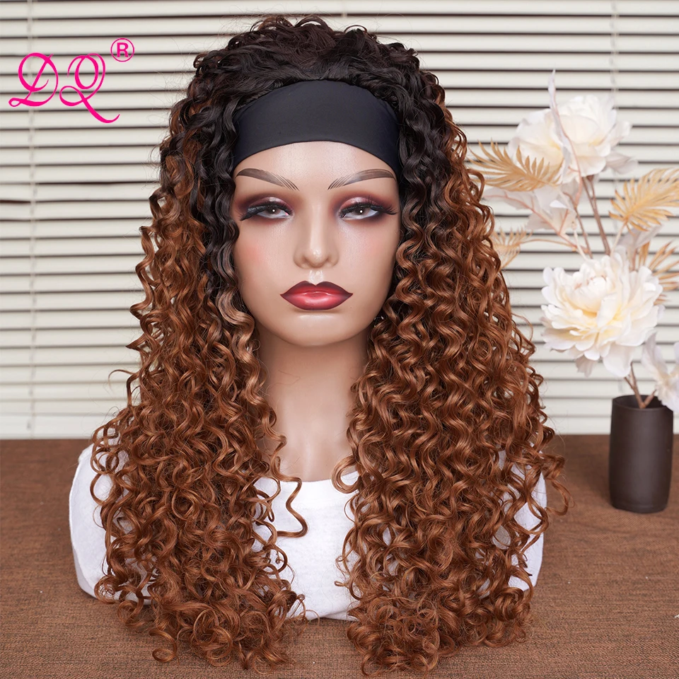 Curly Hair Headband Wigs Ombre Brown Color Dark Root Good Quality Synthetic Wigs 24" Long Curly Headband Glueless Wigs for Women
Curly Hair Headband Wigs Ombre Brown Color Dark Root Good Quality Synthetic Wigs 24" Long Curly Headband Glueless Wigs for Women