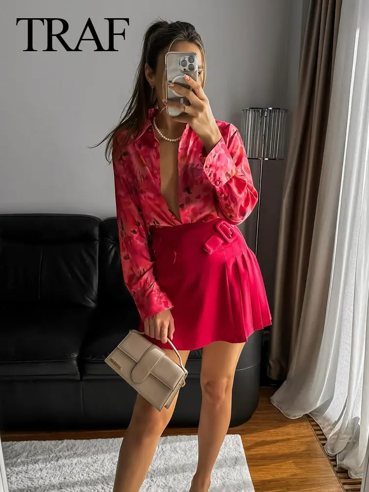 TRAF Women Blouses Satin Elegant Print Lapel Long Sleeves Casual Top Woman Chic Single-Breasted Button Female Loose Shirt Tops
TRAF Women Blouses Satin Elegant Print Lapel Long Sleeves Casual Top Woman Chic Single-Breasted Button Female Loose Shirt Tops