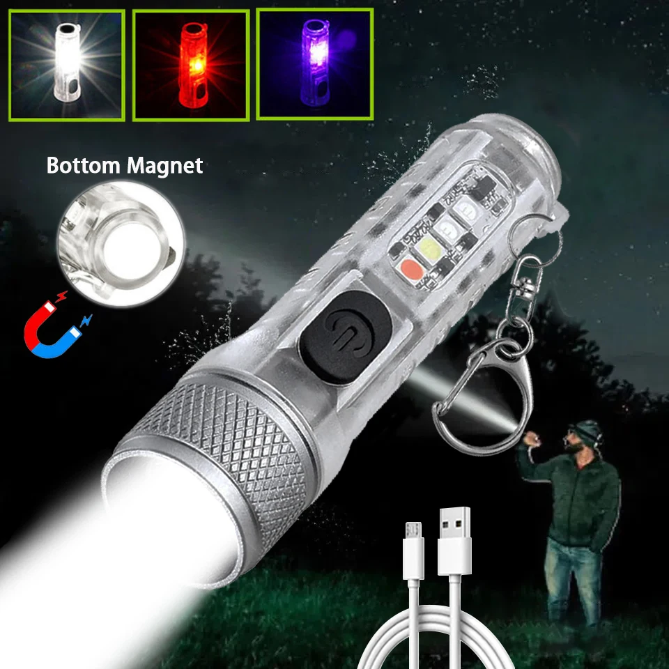 Mini LED Flashlight USB Rechargeable Keychain Pocket Clip Flashlights Small Flash Light with Magnet Camping Uv Light Torch
Mini LED Flashlight USB Rechargeable Keychain Pocket Clip Flashlights Small Flash Light with Magnet Camping Uv Light Torch