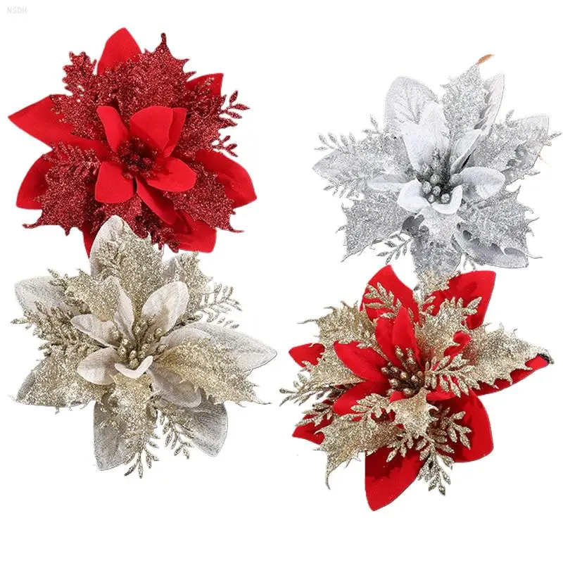 NSDM 5/10Pcs 14cm Glitter Artificial Christmas Flowers Xmas Tree Ornaments Merry Christmas Decorations for Home New Year Gift Na
NSDM 5/10Pcs 14cm Glitter Artificial Christmas Flowers Xmas Tree Ornaments Merry Christmas Decorations for Home New Year Gift Na