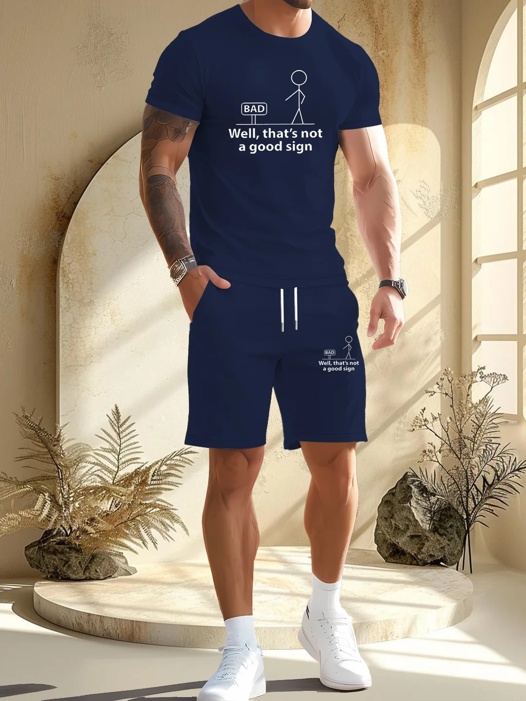 Summer men's short-sleeved and shorts set, simple and casual, high-quality outdoor men's wear, summer fashionable loose pullover
Summer men's short-sleeved and shorts set, simple and casual, high-quality outdoor men's wear, summer fashionable loose pullover