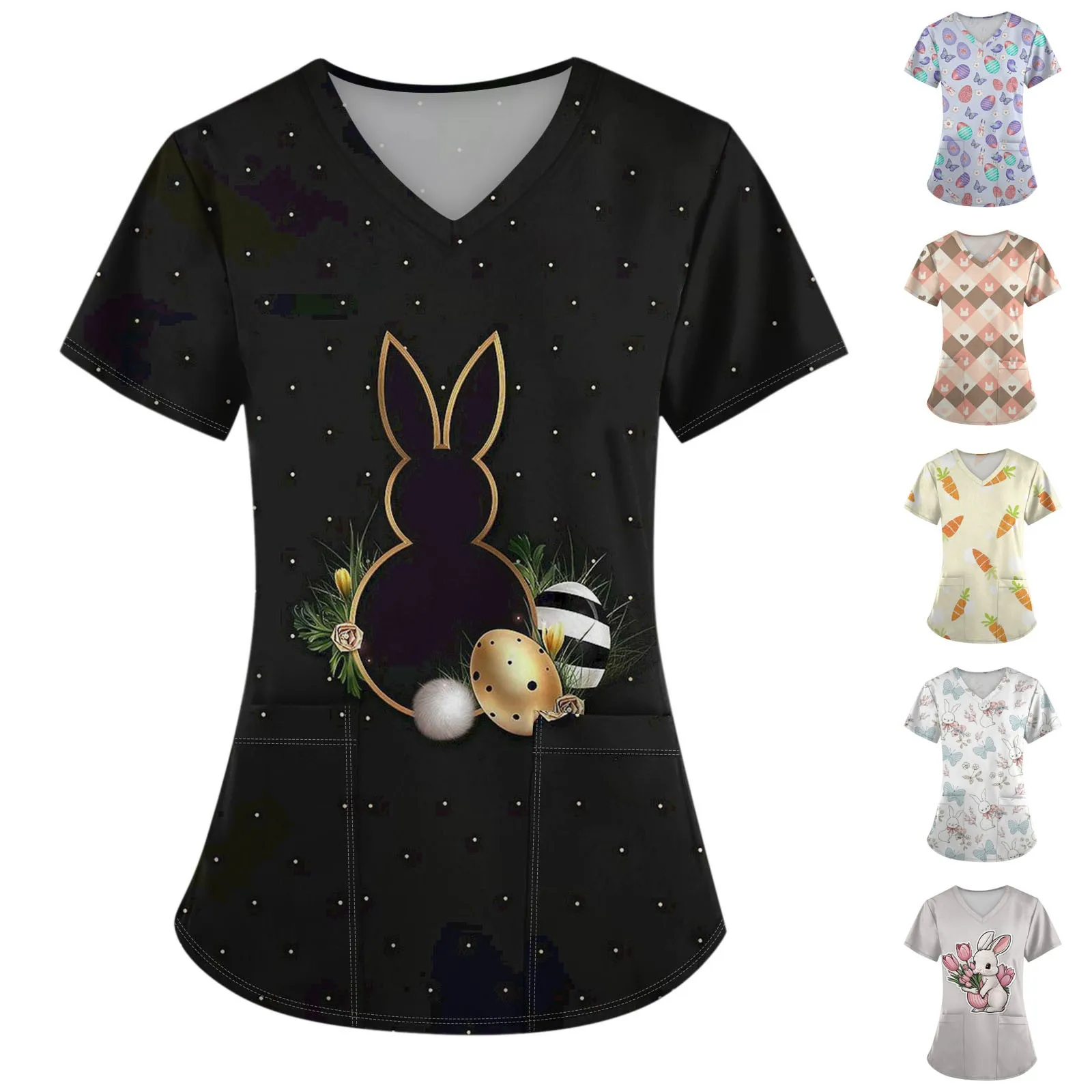 Women's Summer Fashion Cartoon Printed Short SleeveV-neck Overalls With Pocket Tops Daily Work Clothes
Women's Summer Fashion Cartoon Printed Short SleeveV-neck Overalls With Pocket Tops Daily Work Clothes