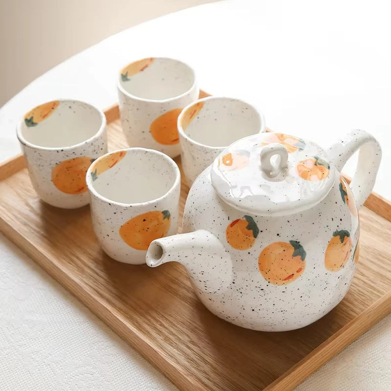 Large Capacity Japanese Style Hand-painted Ceramic Kettle Cute Fruit Pattern Flower Teapot Tea Set for Household Water Cup
Large Capacity Japanese Style Hand-painted Ceramic Kettle Cute Fruit Pattern Flower Teapot Tea Set for Household Water Cup