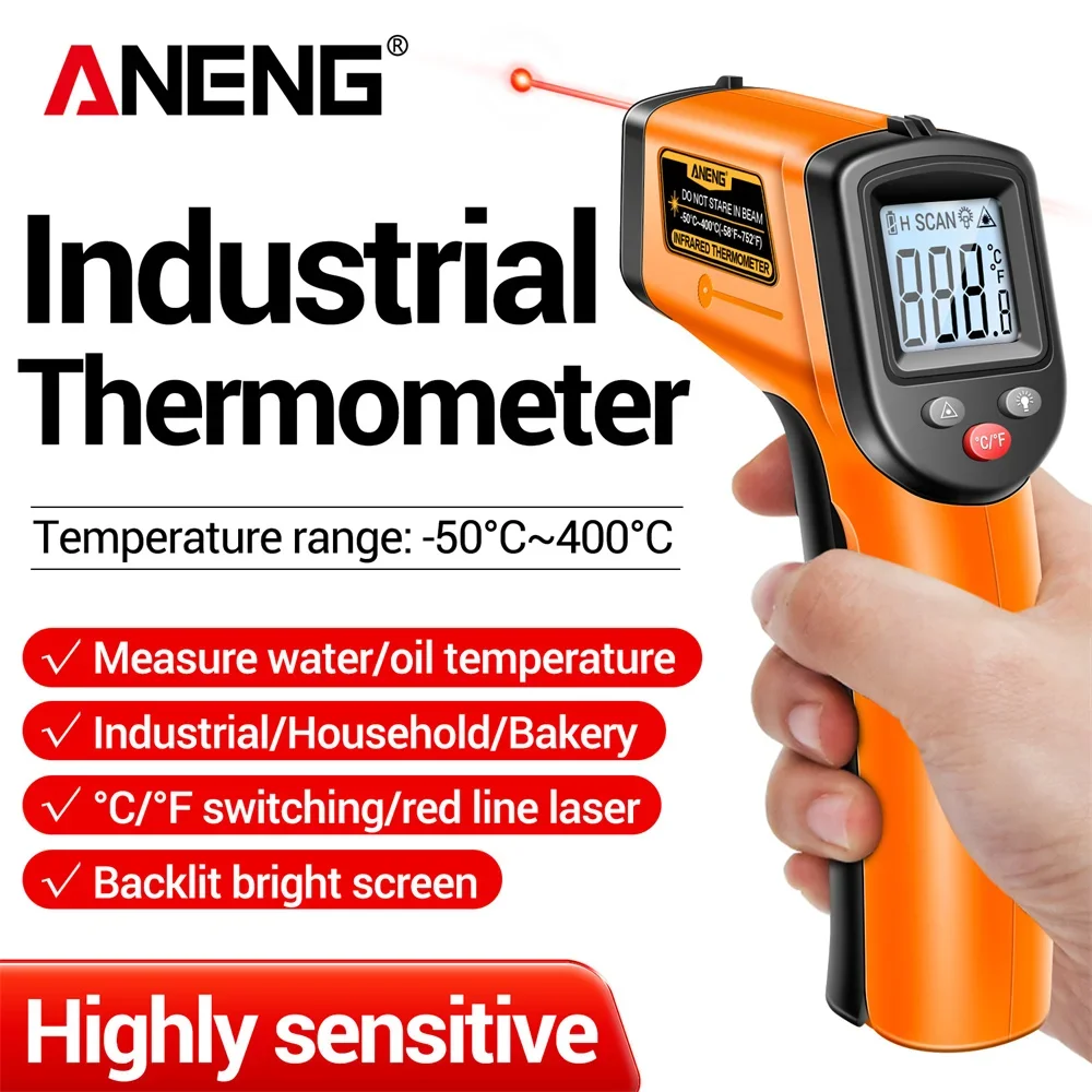 ANENG TH201 Digital Infrared Thermometer Gun -50~400℃ Non-Contact Laser IR Pyrometer Industrial Temperature Tester Tool
ANENG TH201 Digital Infrared Thermometer Gun -50~400℃ Non-Contact Laser IR Pyrometer Industrial Temperature Tester Tool