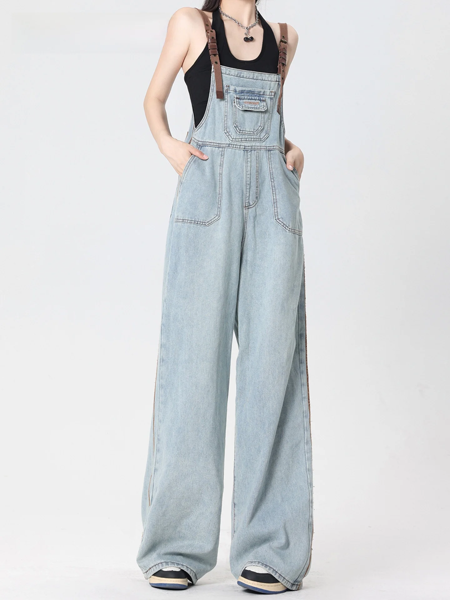 Adjustable Waist Denim Overalls Women's Straight Leg Light Blue Spring New Loose Slimming Overall Pants Casual High Waist
Adjustable Waist Denim Overalls Women's Straight Leg Light Blue Spring New Loose Slimming Overall Pants Casual High Waist