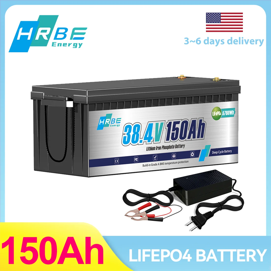 HRBEEnergy 36V 150AH Lithium Golfs Cart Battery,8000+ Deep Cycles LiFePO4 Battery with 20A Charger,for Trolling Motors,Marine
HRBEEnergy 36V 150AH Lithium Golfs Cart Battery,8000+ Deep Cycles LiFePO4 Battery with 20A Charger,for Trolling Motors,Marine