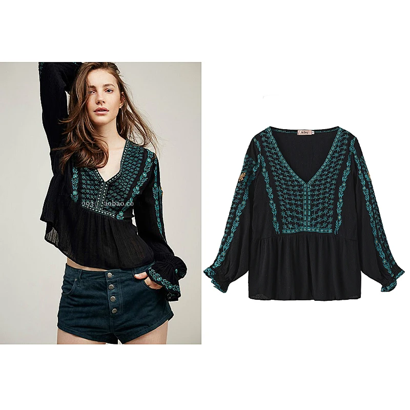 Black 2025 Holiday Long Sleeve V-Neck Women Tops Boho Hippie Chic Blusas Shirt Blusas Femininas Floral Embroidery Blusas Shirts
Black 2025 Holiday Long Sleeve V-Neck Women Tops Boho Hippie Chic Blusas Shirt Blusas Femininas Floral Embroidery Blusas Shirts
