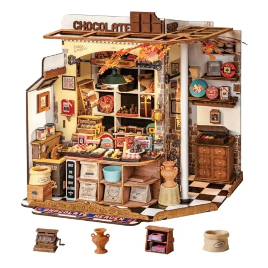 DIY Miniature House Kit Henry's Chocolate Shop 1:18 Scale Dollhouse Diorama, Tiny House Building Kit Crafts for Adults Home Dec
DIY Miniature House Kit Henry's Chocolate Shop 1:18 Scale Dollhouse Diorama, Tiny House Building Kit Crafts for Adults Home Dec