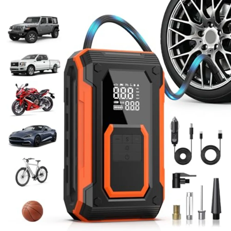 Tire Inflator Portable Air Compressor 150PSI Cordless Air Pump for Car Tires Dual Power - Battery and 12V DC Portable Air Pump
Tire Inflator Portable Air Compressor 150PSI Cordless Air Pump for Car Tires Dual Power - Battery and 12V DC Portable Air Pump