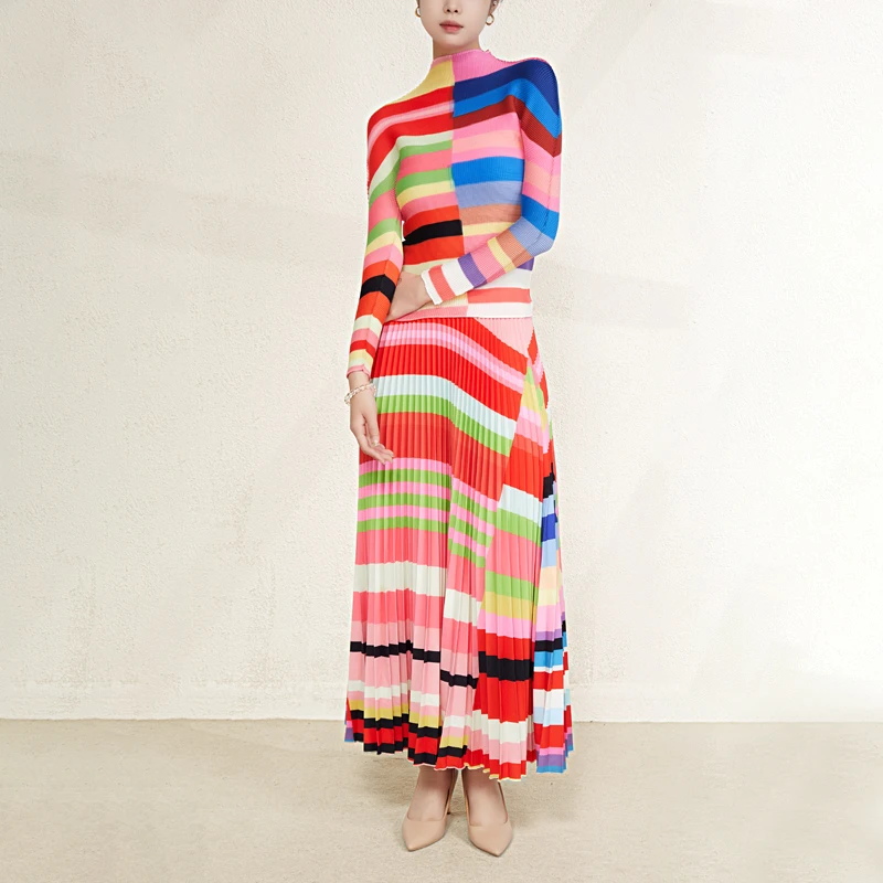 Fast Shipping Women Long Skirt Casual Style Suit Printed Pleated Skirt Stripe Fashion Printed Shirt Skirt Two-Piece Set
Fast Shipping Women Long Skirt Casual Style Suit Printed Pleated Skirt Stripe Fashion Printed Shirt Skirt Two-Piece Set