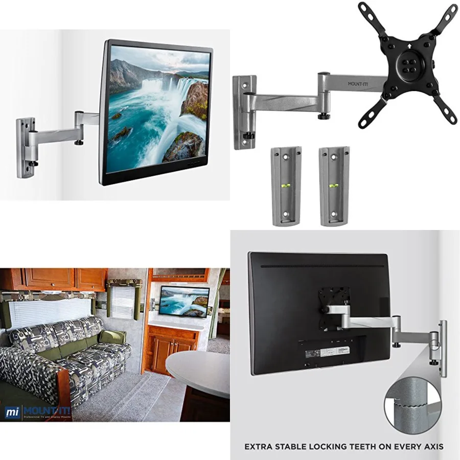 Locking RV TV Mount with Dual Wall Plates & Quick Release | Full Motion Rust-Resistant Aluminum Arm for Indoor & Outdoor Use in Camper, Trailer, RV | 13-42 Inch Screens, VESA 200 Compatible
Locking RV TV Mount with Dual Wall Plates & Quick Release | Full Motion Rust-Resistant Aluminum Arm for Indoor & Outdoor Use in Camper, Trailer, RV | 13-42 Inch Screens, VESA 200 Compatible
