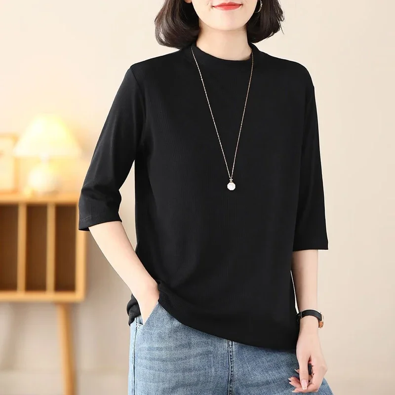 Solid Plus Size T Shirts Summer Half Sleeve Loose All-match Street Casual Basic Tops Vintage Fashion Women Clothing E6518
Solid Plus Size T Shirts Summer Half Sleeve Loose All-match Street Casual Basic Tops Vintage Fashion Women Clothing E6518