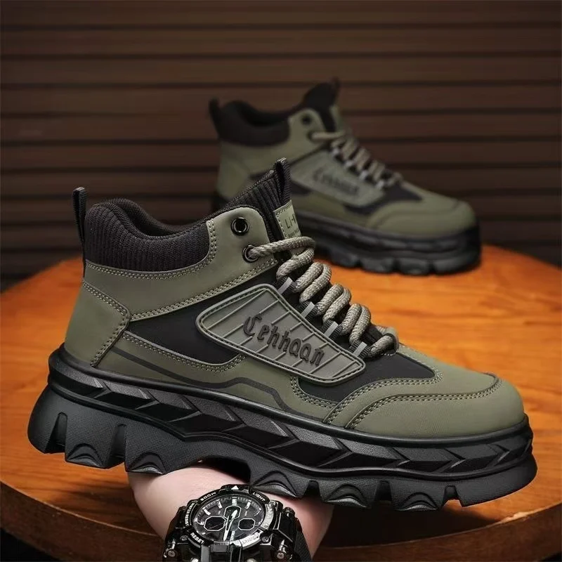 Мужские непромокаемые высокие рабочие ботинки, осенне-зимние новые уличные походные ботинки на толстой подошве и нескользящей шнуровке, мотоциклетные ботильоны
Мужские непромокаемые высокие рабочие ботинки, осенне-зимние новые уличные походные ботинки на толстой подошве и нескользящей шнуровке, мотоциклетные ботильоны