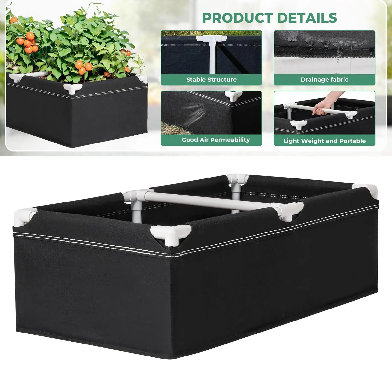 Тканевая приподнятая кровать для растений, прямоугольная горшок для выращивания овощей, приподнятая садовая кровать с каркасом для овощей, клубники, картофеля
Тканевая приподнятая кровать для растений, прямоугольная горшок для выращивания овощей, приподнятая садовая кровать с каркасом для овощей, клубники, картофеля
