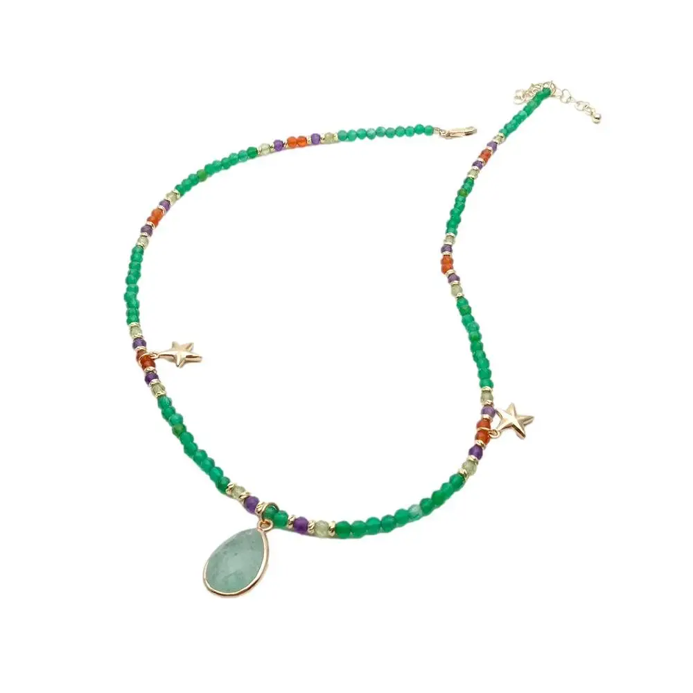 Y·YING Natural Gemstone Beaded Choker Necklace Handmade Agate Amethyst Peridiot Fluorite Charm Necklaces
Y·YING Natural Gemstone Beaded Choker Necklace Handmade Agate Amethyst Peridiot Fluorite Charm Necklaces