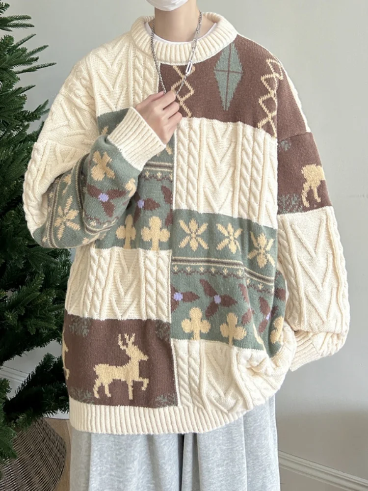 Мужской осенний вязаный свитер с круглым вырезом в американском ретро-стиле, свободного кроя, с цветными блоками, пушистый, повседневный трикотаж
Мужской осенний вязаный свитер с круглым вырезом в американском ретро-стиле, свободного кроя, с цветными блоками, пушистый, повседневный трикотаж