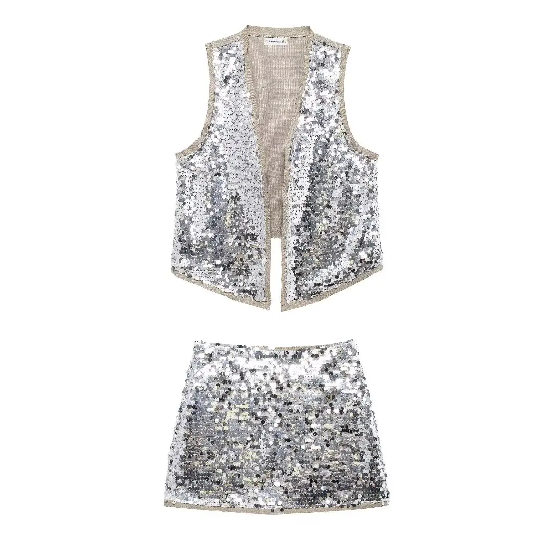 Autumn New Temperament Women's Clothing European and American Style Fashion Sequined Vest Skirt Street Style Casual Suit
Autumn New Temperament Women's Clothing European and American Style Fashion Sequined Vest Skirt Street Style Casual Suit