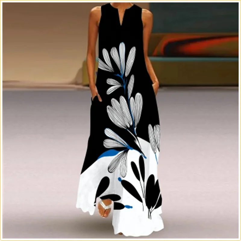Vintage Flower Print Women Dress Summer Fashion Sexy V-neck Sleeveless Long Dress Elegant Ladies Maxi Dress Female Robe Vestidos
Vintage Flower Print Women Dress Summer Fashion Sexy V-neck Sleeveless Long Dress Elegant Ladies Maxi Dress Female Robe Vestidos