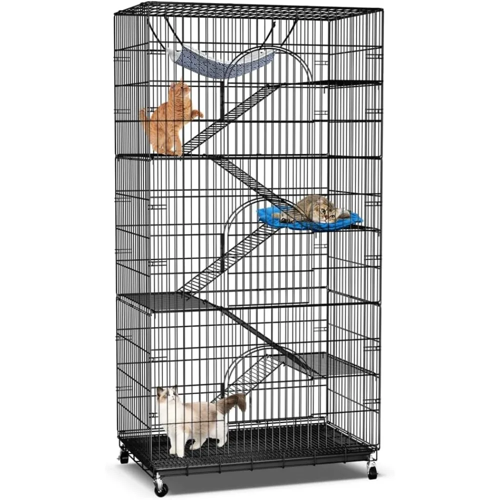 6-Tier Large Cat Cage Playpen, 72-inch Indoor/Outdoor Enclosure with 3 Doors, Hammock, Suitable for Cats, Kittens
6-Tier Large Cat Cage Playpen, 72-inch Indoor/Outdoor Enclosure with 3 Doors, Hammock, Suitable for Cats, Kittens