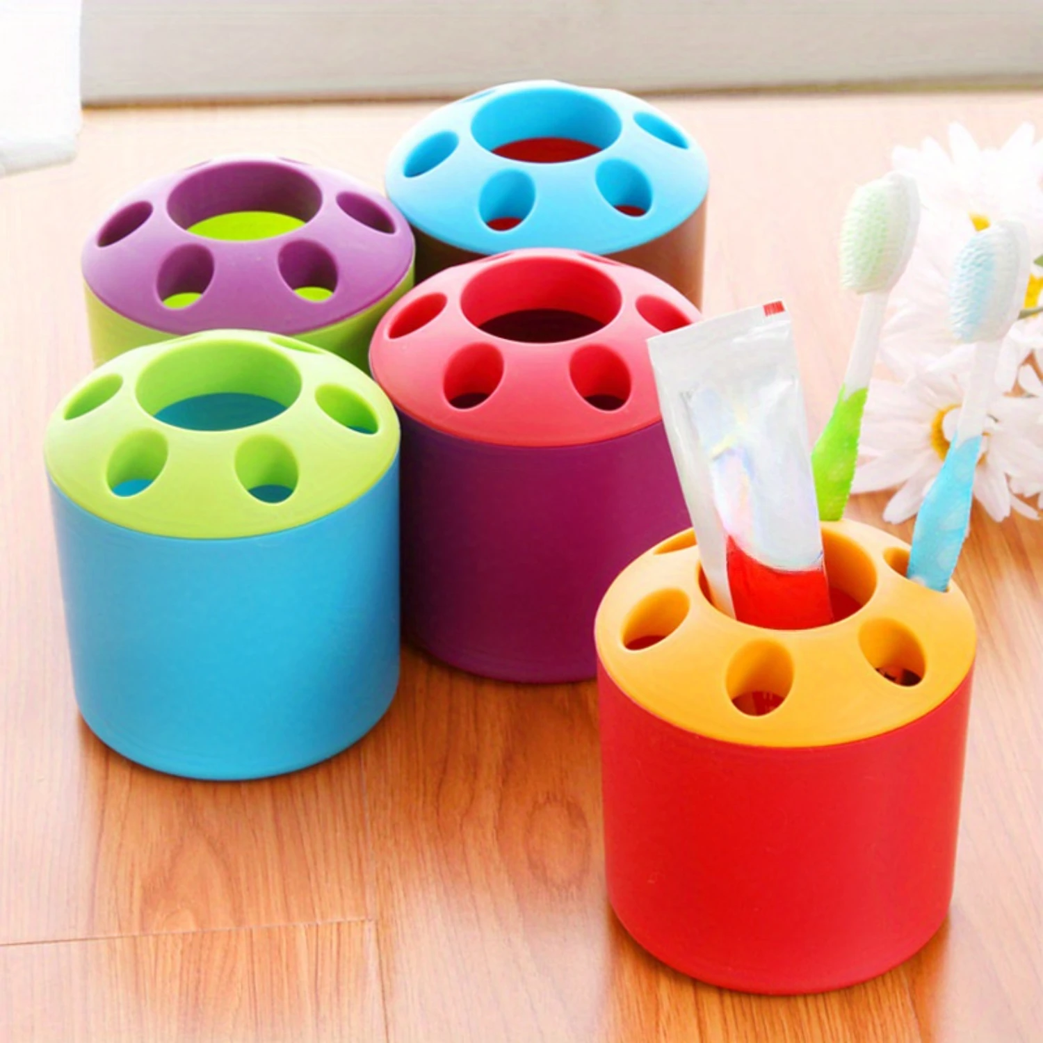 1Pc Candy-Colored Toothbrush Holder - Freestanding, Plastic Desk Organizer For Pens & Toiletries
1Pc Candy-Colored Toothbrush Holder - Freestanding, Plastic Desk Organizer For Pens & Toiletries