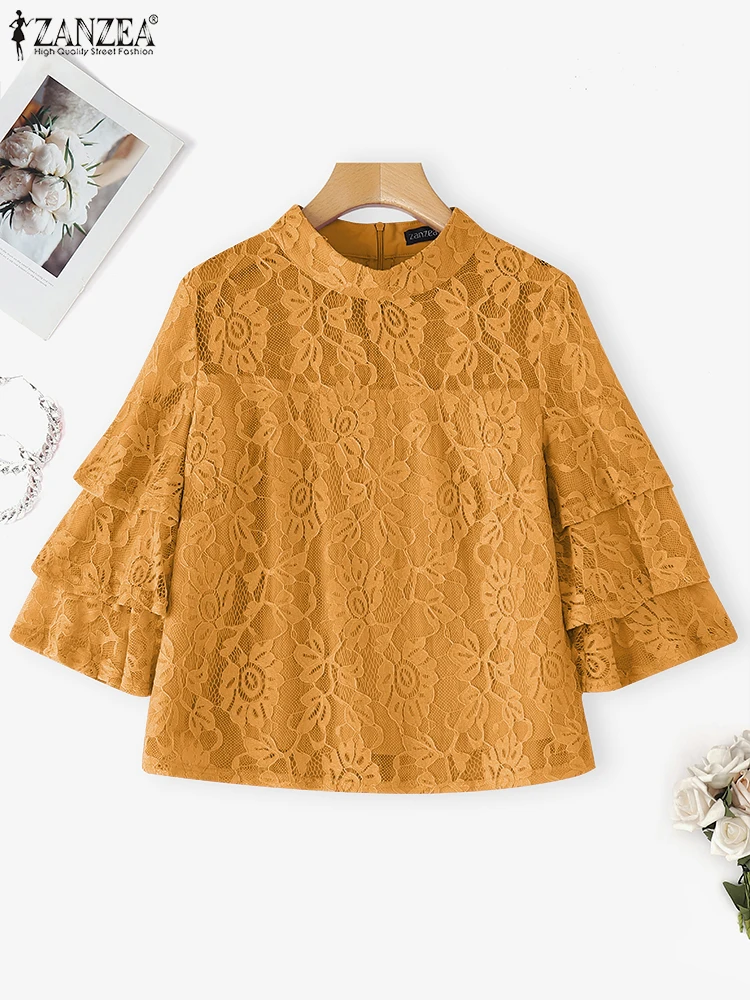 Summer Lace Blouse Hollow Out Tops Women Ruffled Sleeve Blusas 2025 ZANZEA Casual Pullover Solid Color Blusas Bohemian Tops
Summer Lace Blouse Hollow Out Tops Women Ruffled Sleeve Blusas 2025 ZANZEA Casual Pullover Solid Color Blusas Bohemian Tops
