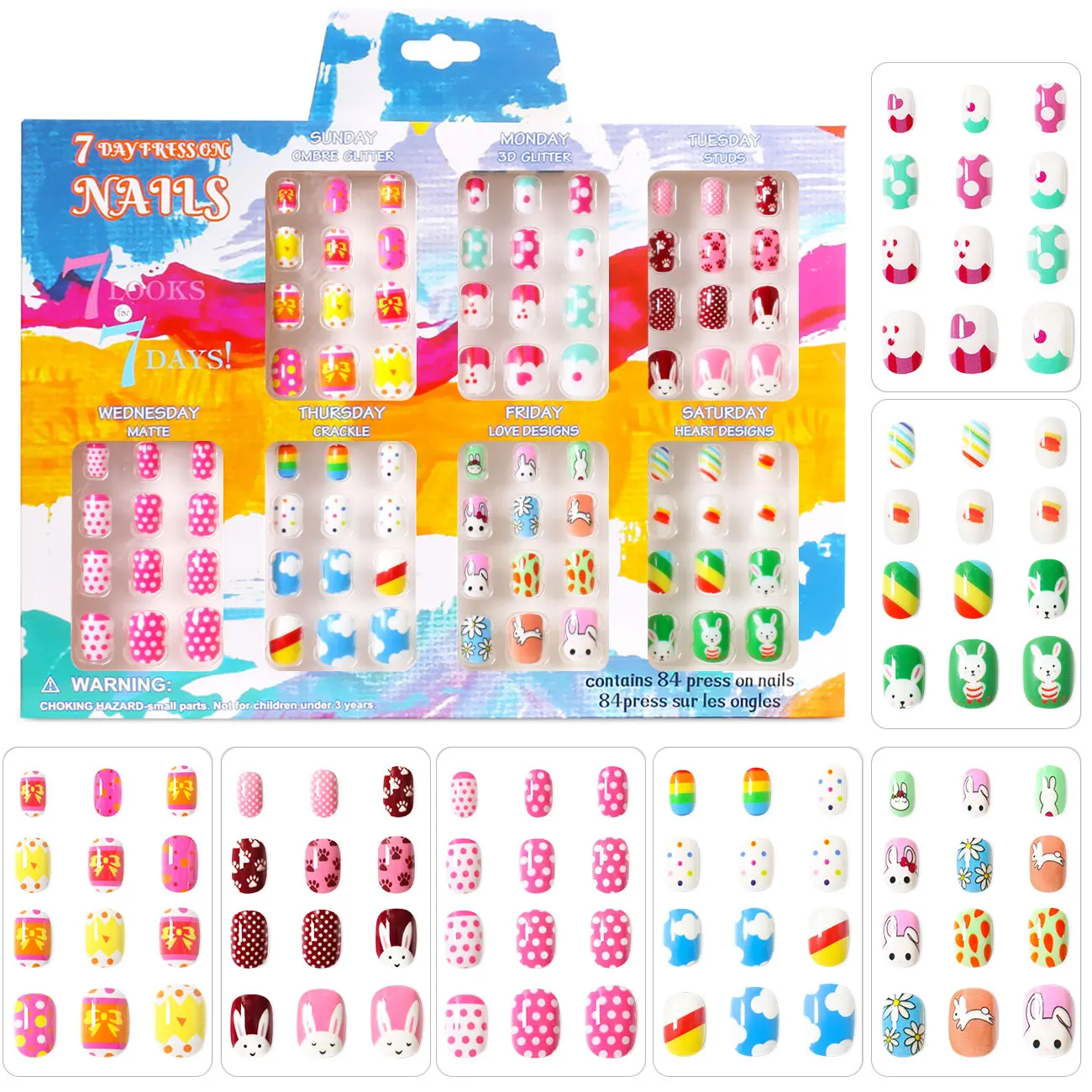 84pcs Kid False Nail Tips Cartoon Rabbit Children Full Cover Kid Glue Self Fake Nail Art for Girls Manicure Tips Nail Decor
84pcs Kid False Nail Tips Cartoon Rabbit Children Full Cover Kid Glue Self Fake Nail Art for Girls Manicure Tips Nail Decor