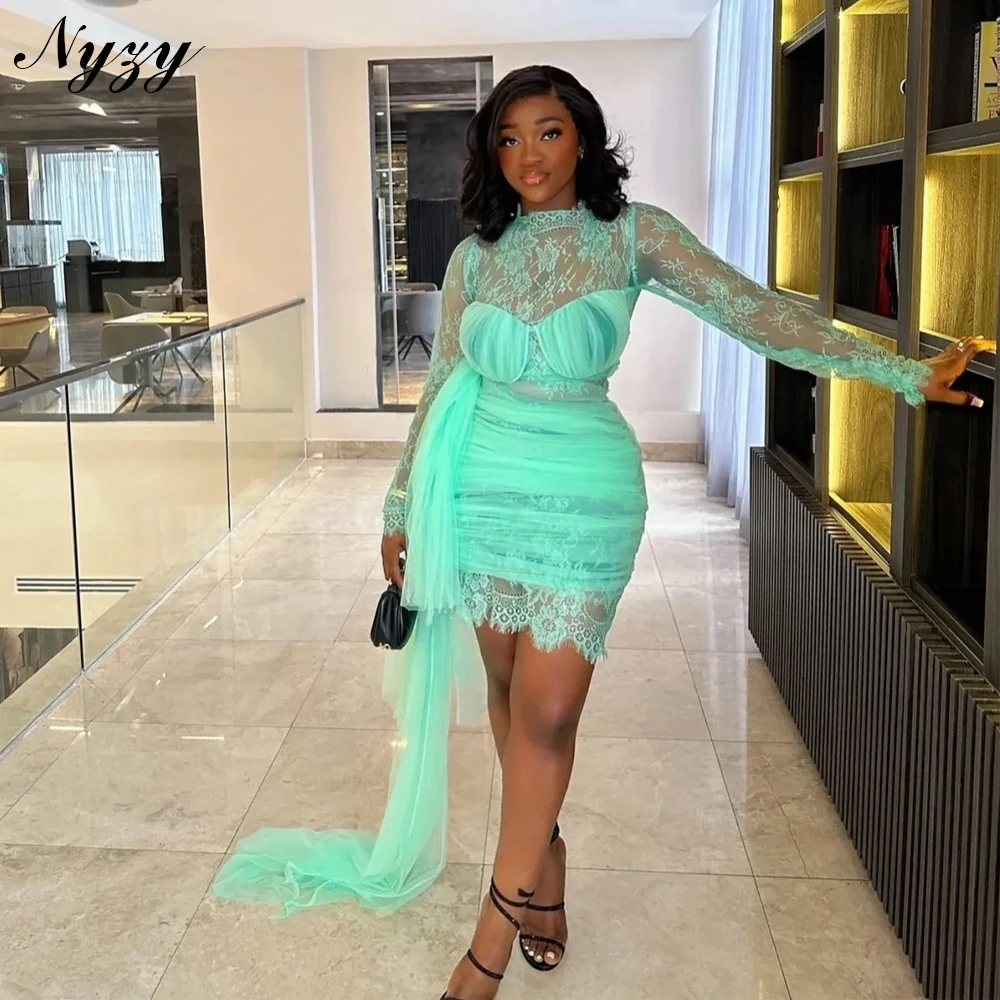 NYZY P346 Couture Sexy See-through Lace Prom Dresses Aqua Green Long Sleeves Mini Evening Dress Cocktail Party Dress
NYZY P346 Couture Sexy See-through Lace Prom Dresses Aqua Green Long Sleeves Mini Evening Dress Cocktail Party Dress