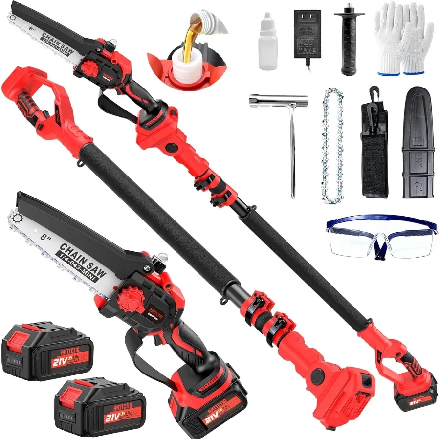Upgraded 2-in-1 Cordless Pole Saw and 8-inch Mini Chainsaw Battery Powered Tree Trimmer with 6.6ft 2m Extension Pole for Effici
Upgraded 2-in-1 Cordless Pole Saw and 8-inch Mini Chainsaw Battery Powered Tree Trimmer with 6.6ft 2m Extension Pole for Effici