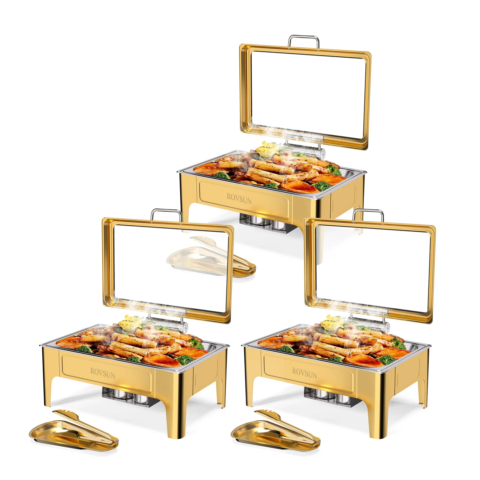 9QT square 304 stainless steel hot pot, hydraulic glass cover and food pot - golden buffet heater, suitable for catering, partie
9QT square 304 stainless steel hot pot, hydraulic glass cover and food pot - golden buffet heater, suitable for catering, partie