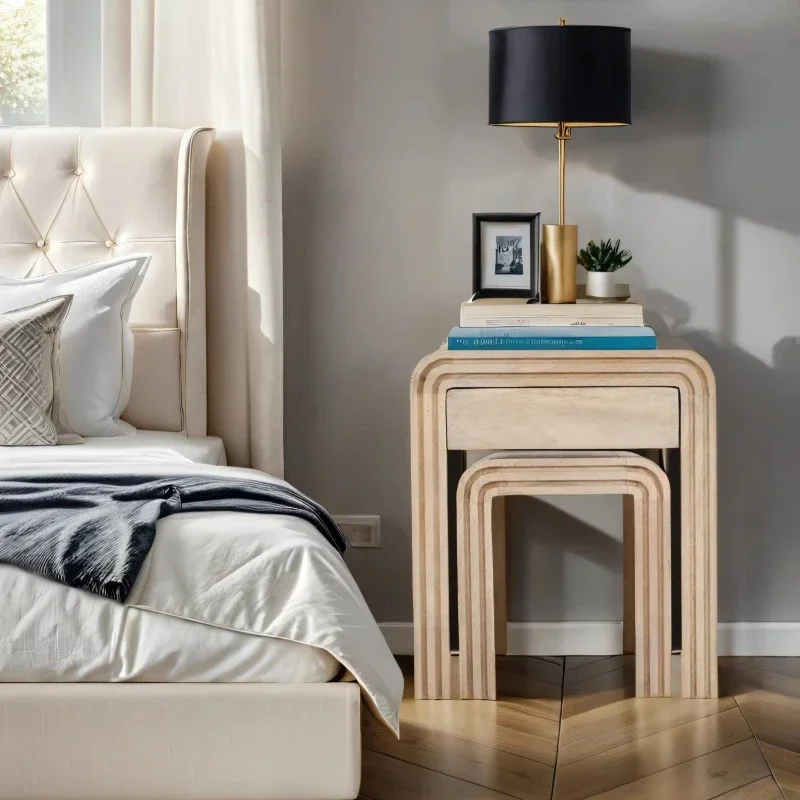 Modern mango wood two-table combination with drawers for bedrooms and living rooms
Modern mango wood two-table combination with drawers for bedrooms and living rooms