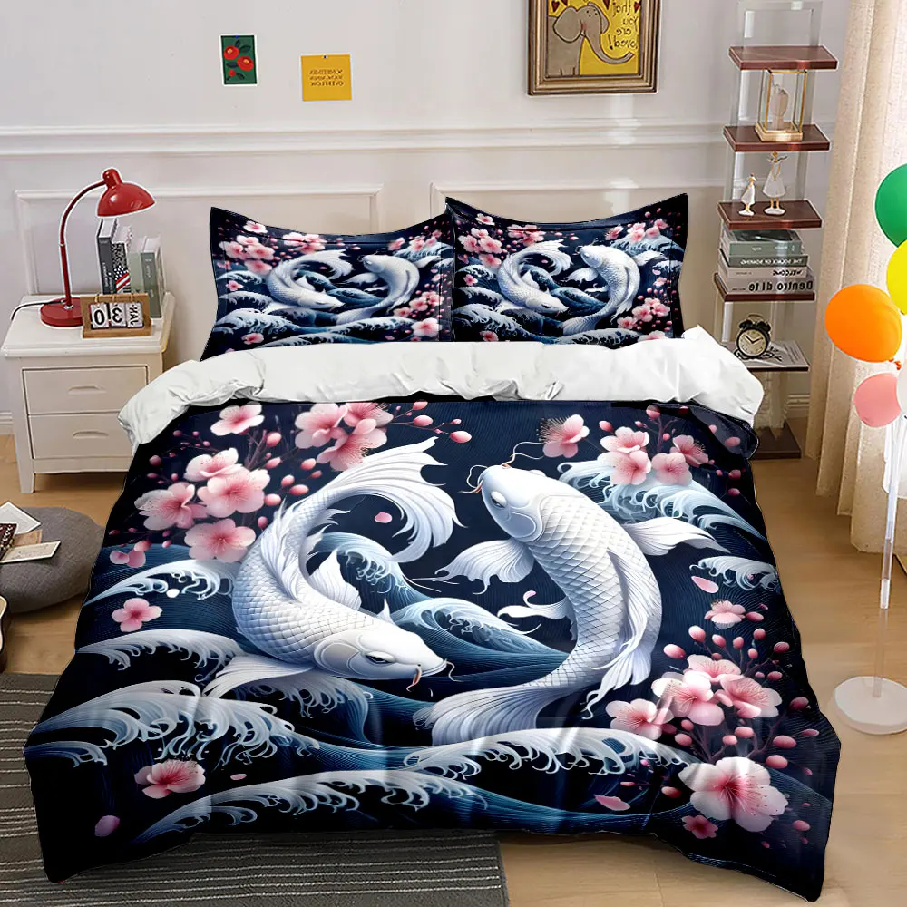 Koi Fish with Sakura and Waves Printed Duvet Cover Set1 Duvet Cover+2 PillowcaseMulti Size Bedroom Bedding Decoration
Koi Fish with Sakura and Waves Printed Duvet Cover Set1 Duvet Cover+2 PillowcaseMulti Size Bedroom Bedding Decoration