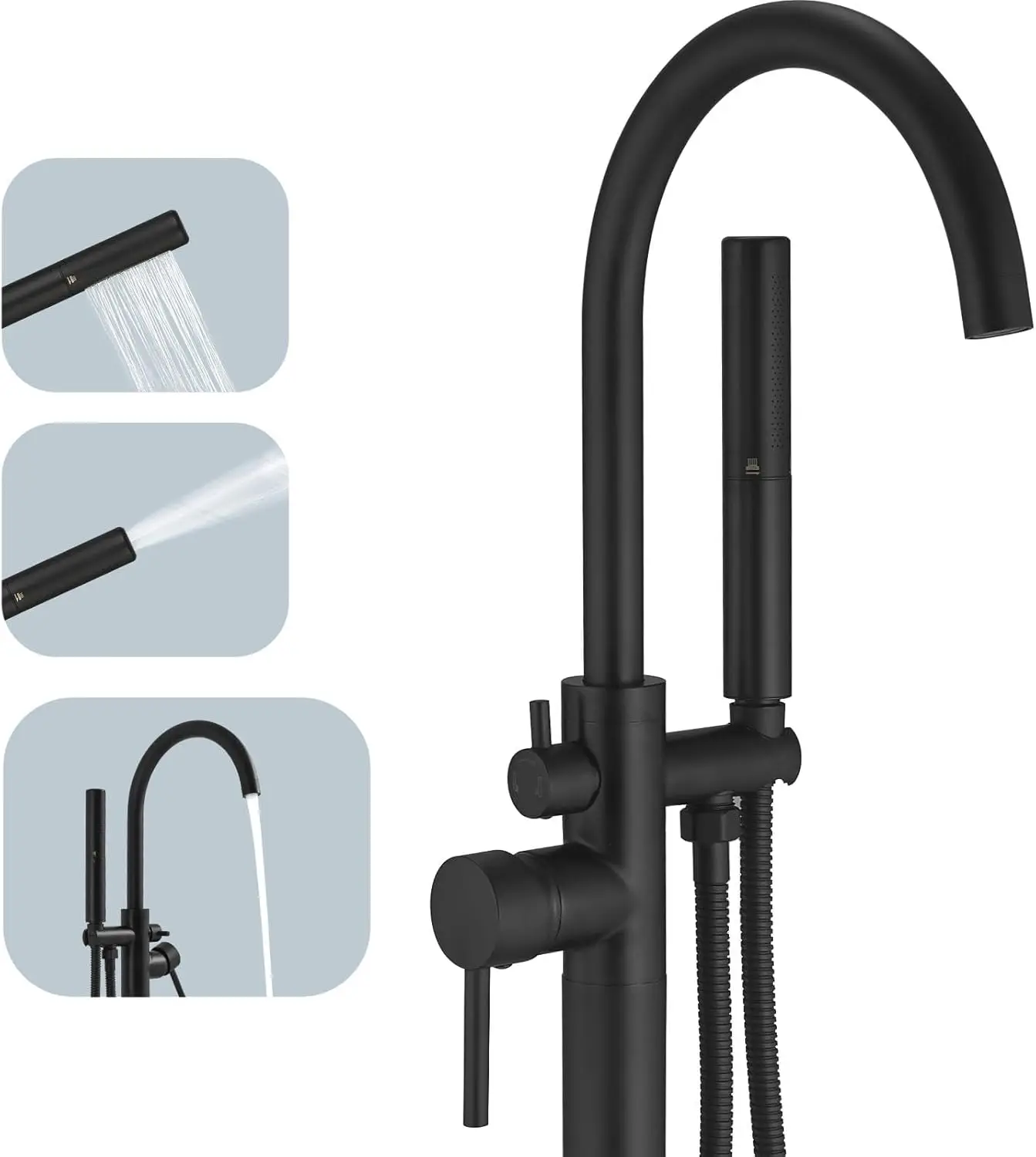 Freestanding Bathtub Faucet Tub Filler Free Standing Floor Mount Stand Brass Bathroom Tub Faucets with 2 Function Hand Shower
Freestanding Bathtub Faucet Tub Filler Free Standing Floor Mount Stand Brass Bathroom Tub Faucets with 2 Function Hand Shower