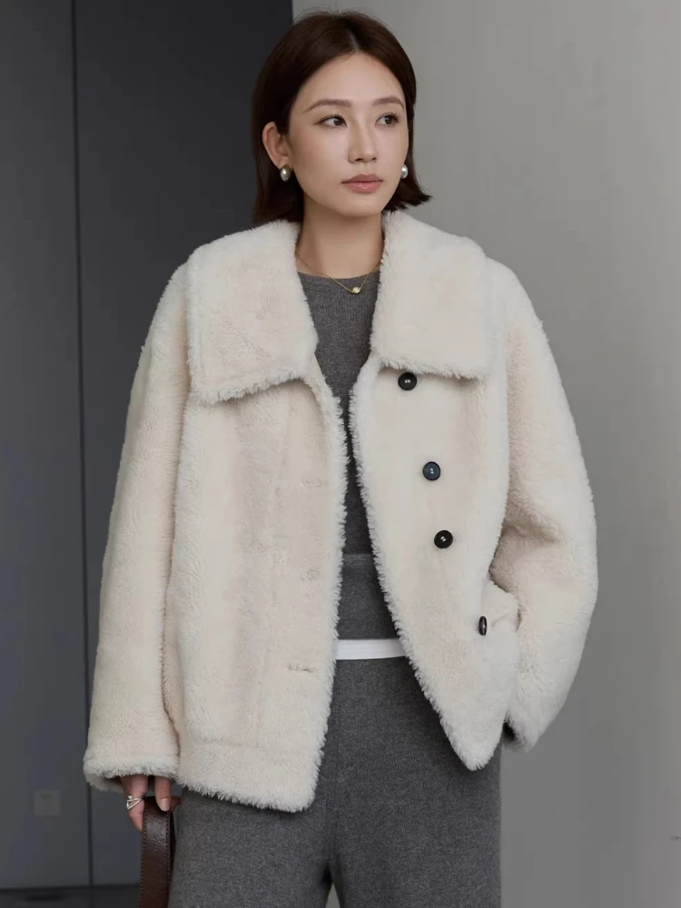 High-end Luxury Merino Sheep Fur Plush Jackets for Women 2026 New Simple Loose Winter Genuine Leather Real Fur Shearling Coat
High-end Luxury Merino Sheep Fur Plush Jackets for Women 2026 New Simple Loose Winter Genuine Leather Real Fur Shearling Coat