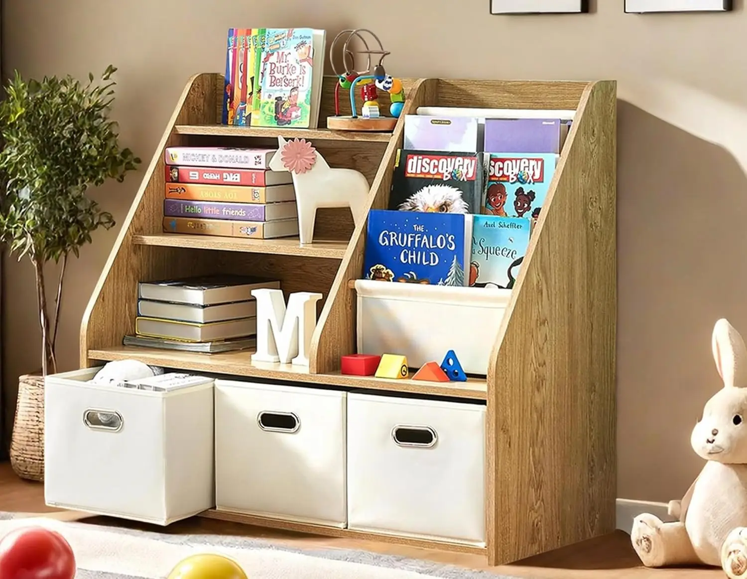 Kids Bookshelf and Toy Storage Wooden Montessori Bookcase with Drawers Sling Rack Toddler Baby Book Shelf Playroom Organization
Kids Bookshelf and Toy Storage Wooden Montessori Bookcase with Drawers Sling Rack Toddler Baby Book Shelf Playroom Organization