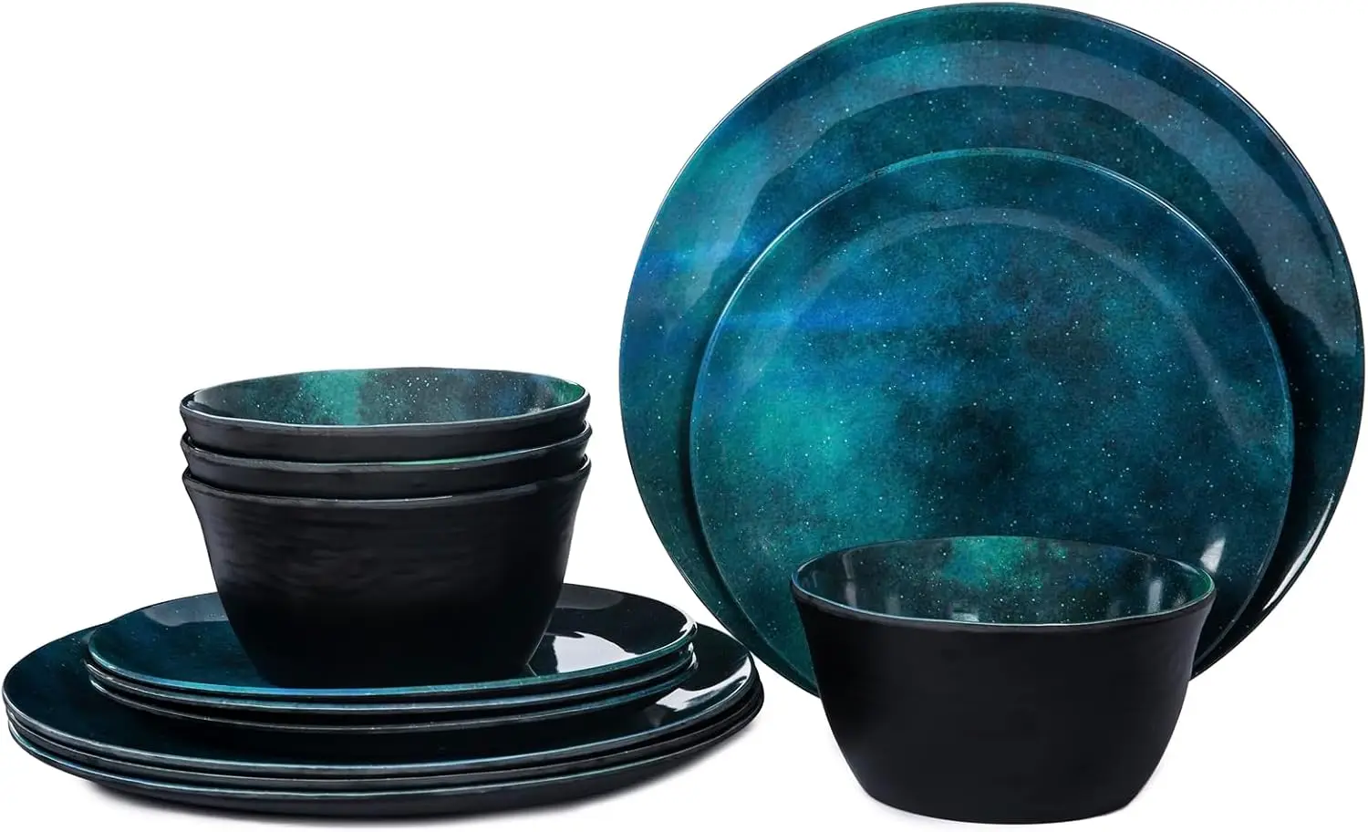 Melamine Dinnerware Sets for 4, 12pcs Plates and Bowls Sets for Daily Use, Dishwasher Safe, BPA-free, Teal Green
Melamine Dinnerware Sets for 4, 12pcs Plates and Bowls Sets for Daily Use, Dishwasher Safe, BPA-free, Teal Green