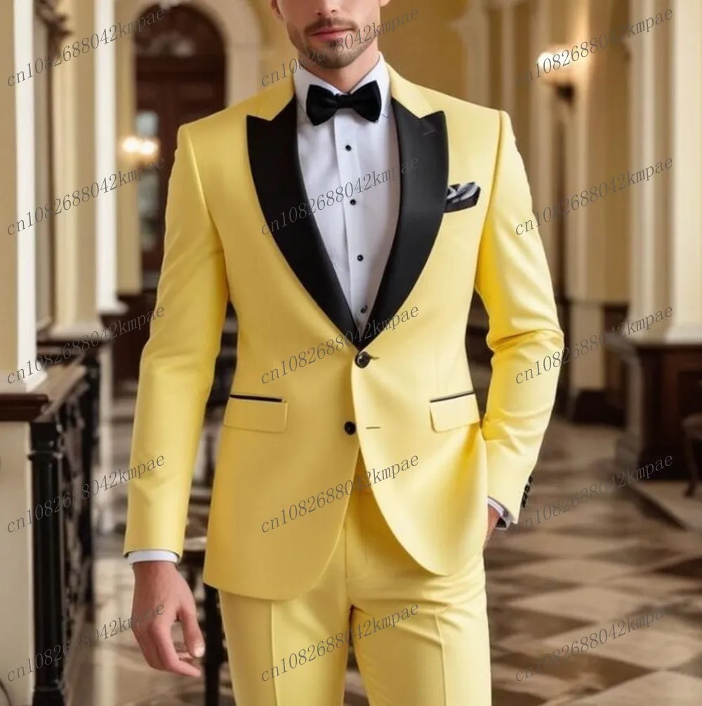 Black Lapel Yellow Formal Occasion Men Tuxedos Groom Groomsman Wedding Party Prom Business Male Suit 2 Piece Set Blazer Pants
Black Lapel Yellow Formal Occasion Men Tuxedos Groom Groomsman Wedding Party Prom Business Male Suit 2 Piece Set Blazer Pants