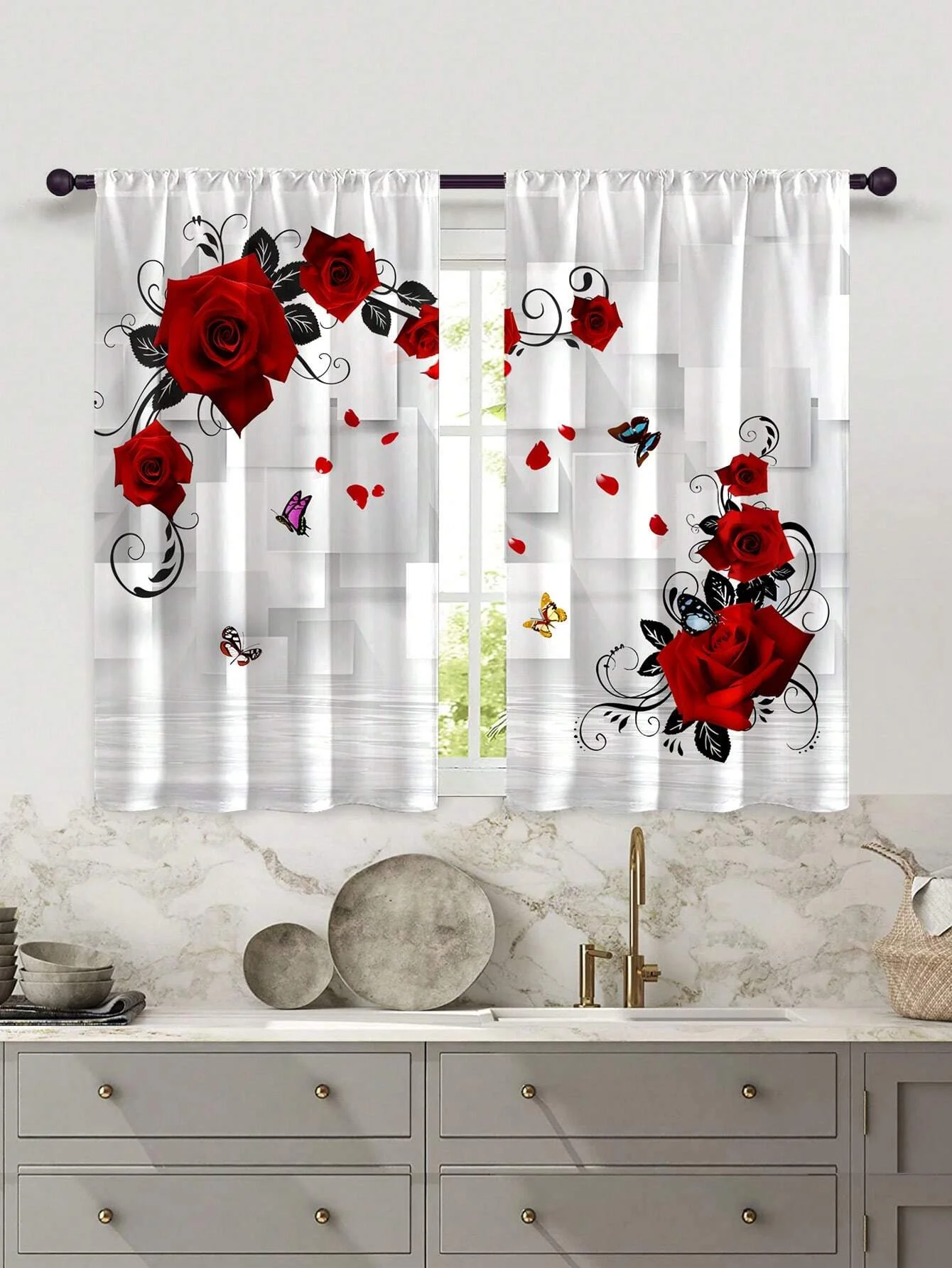 2pcs New Fashionable Digital Printed Rose Farmhouse Background Kitchen Curtains For Bedroom Living Room Home Decoration
2pcs New Fashionable Digital Printed Rose Farmhouse Background Kitchen Curtains For Bedroom Living Room Home Decoration