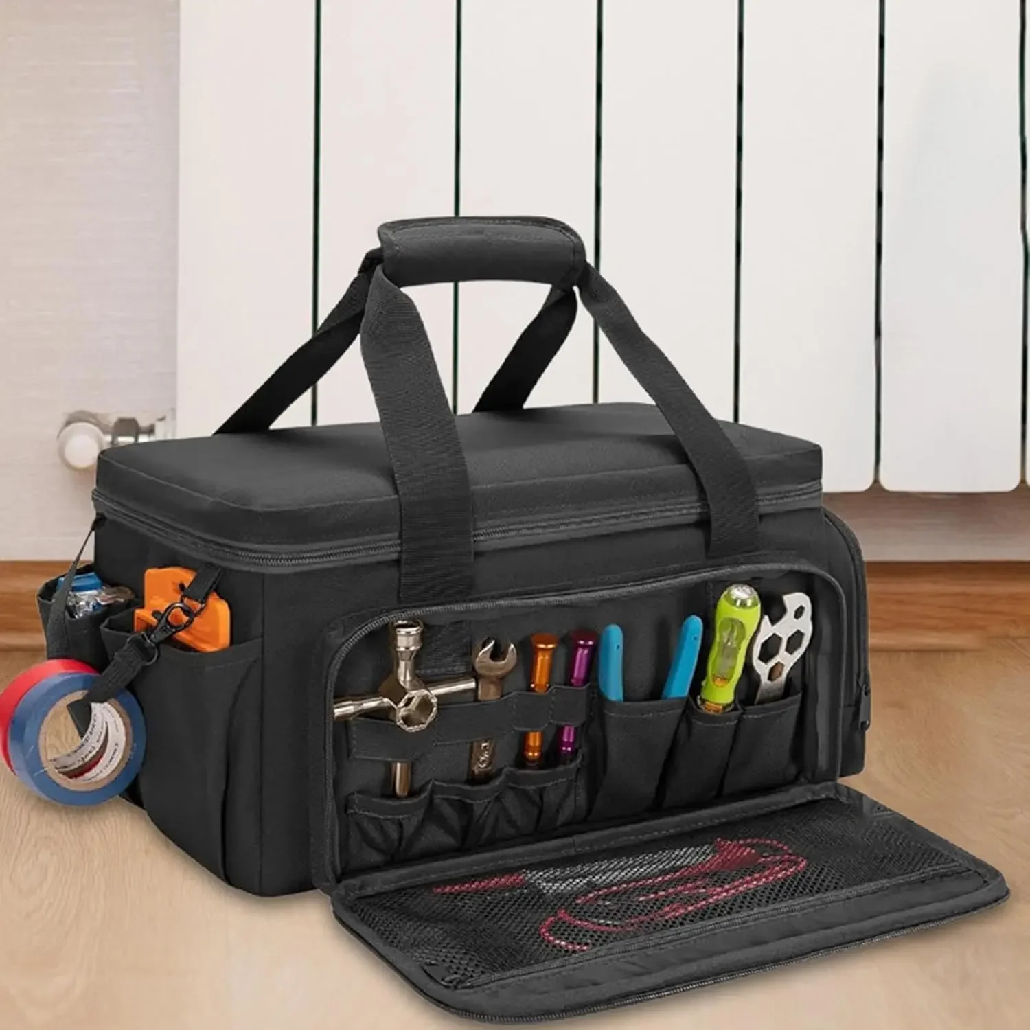 Black Tool Bag with Anti-friction Bottom Tactical Hand Tool Storage Bag Multi-purpose Work Tote Tool Cackpack
Black Tool Bag with Anti-friction Bottom Tactical Hand Tool Storage Bag Multi-purpose Work Tote Tool Cackpack