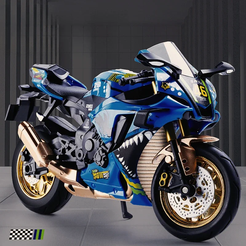 1: 10 Yamaha Simulation Alloy Motorcycle Model Sound and Light Sliding Toy Car Ornament Collection Gift
1: 10 Yamaha Simulation Alloy Motorcycle Model Sound and Light Sliding Toy Car Ornament Collection Gift
