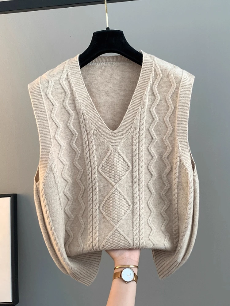 Женский вязаный жилет-кардиган свободного кроя с V-образным вырезом для весны, осени и зимы, повседневный, удобный, шерстяной, с открытым передом
Женский вязаный жилет-кардиган свободного кроя с V-образным вырезом для весны, осени и зимы, повседневный, удобный, шерстяной, с открытым передом