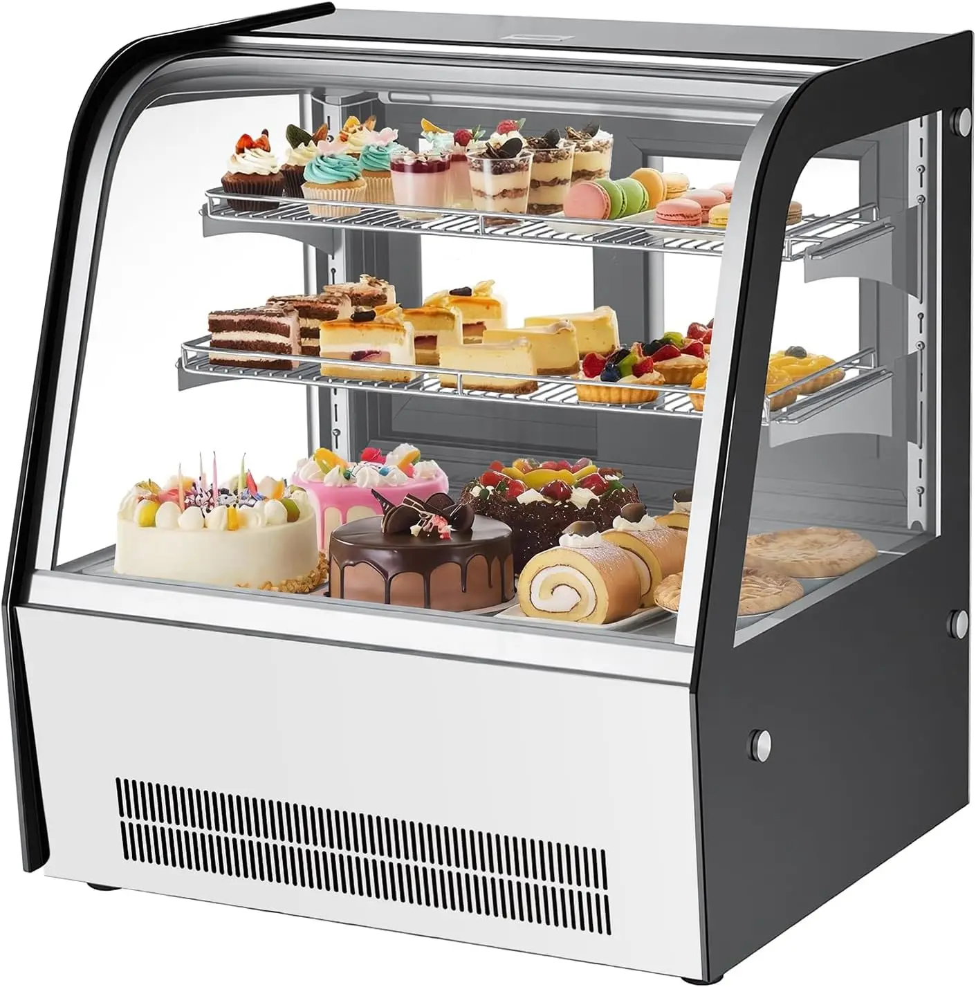 Refrigerated Display Case, 4.2 Cu.Ft./105L Countertop Pastry Display Case, 2-Tier Commercial Cake Refrigerator with LED Lighting
Refrigerated Display Case, 4.2 Cu.Ft./105L Countertop Pastry Display Case, 2-Tier Commercial Cake Refrigerator with LED Lighting