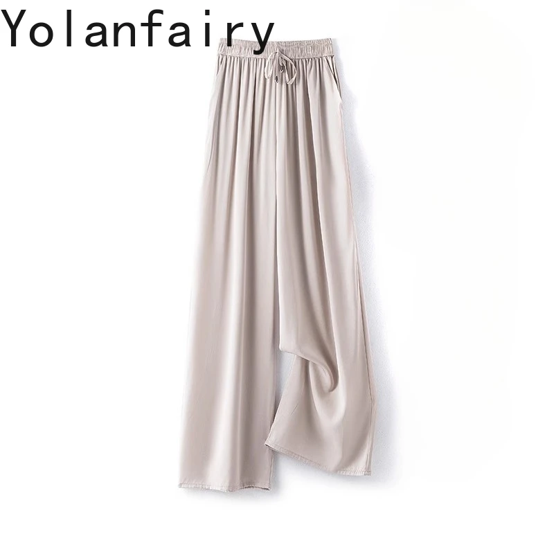 YOLANFAIRY 93% Mulberry Silk Wide Leg Pants Woman High Elastic Waist Ladies Trousers Elegant and Graceful Summer Pants 여자여름바지
YOLANFAIRY 93% Mulberry Silk Wide Leg Pants Woman High Elastic Waist Ladies Trousers Elegant and Graceful Summer Pants 여자여름바지