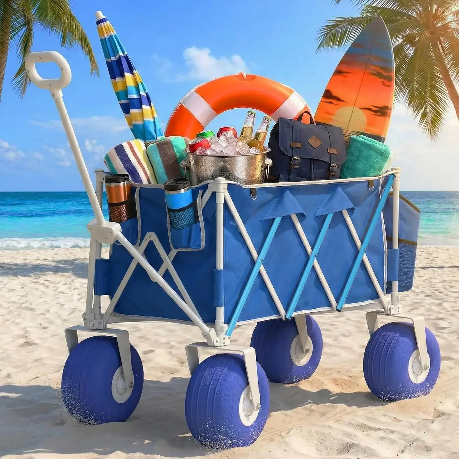 Collapsible Folding Wagon Big All Terrain Wheels Capacity Handle Utility Cart For Beach Camping Garden Outdoor Sports
Collapsible Folding Wagon Big All Terrain Wheels Capacity Handle Utility Cart For Beach Camping Garden Outdoor Sports