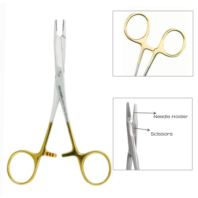 Dental Multifunctional Needle Holder with Scissor Stainless Steel Suture Needle Clamp Forceps Gold Handle 12/14cm Dentist Tool
Dental Multifunctional Needle Holder with Scissor Stainless Steel Suture Needle Clamp Forceps Gold Handle 12/14cm Dentist Tool