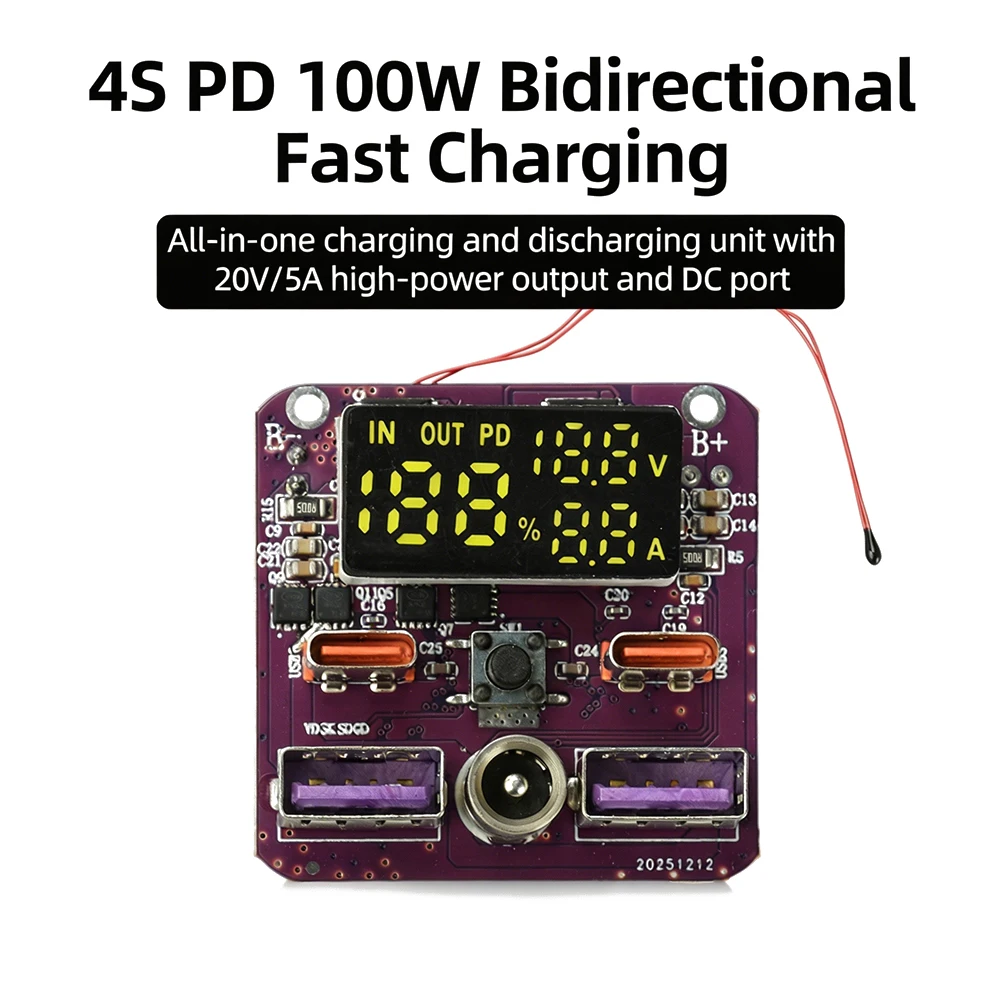 4S PD 100W Bidirectional Fast Charging Module 20V5A High Power Output Charge/Discharge Integrated for Electronic Devices
4S PD 100W Bidirectional Fast Charging Module 20V5A High Power Output Charge/Discharge Integrated for Electronic Devices