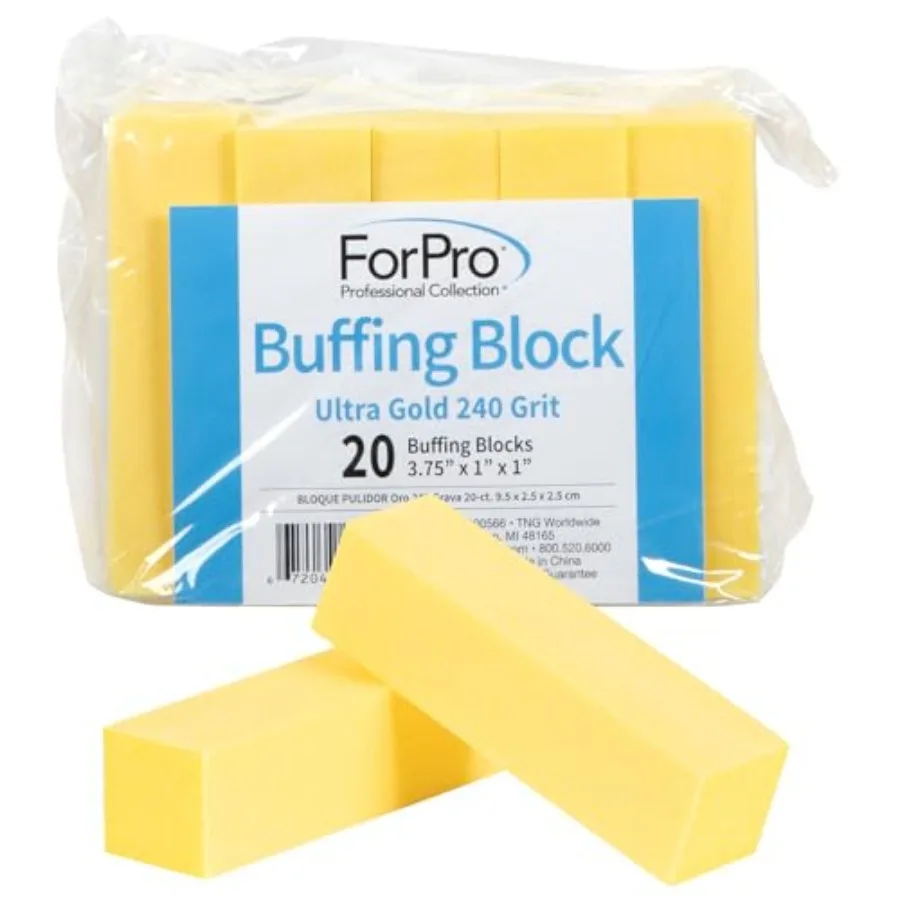 ForPro Professional Collection Ultra Gold Buffing Block, 240 Grit, Four-Sided Manicure and Pedicure Nail Buffer, 3.75" L x 1" W
ForPro Professional Collection Ultra Gold Buffing Block, 240 Grit, Four-Sided Manicure and Pedicure Nail Buffer, 3.75" L x 1" W