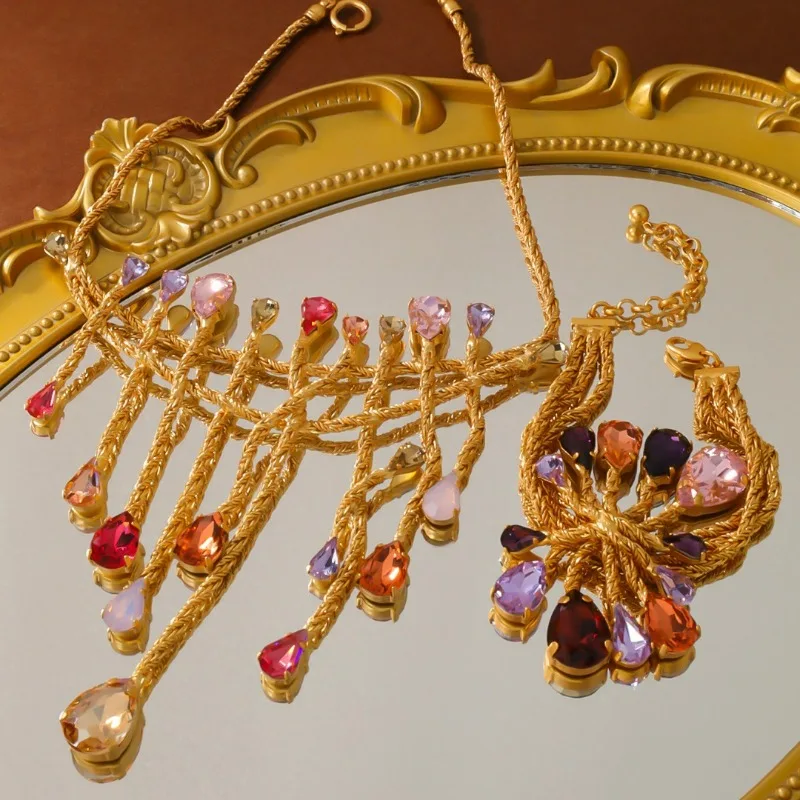 Middle Vintage Palace Style Retro Firework Bracelet Big Water Drop Glass Stone Necklace Plated Heavy Industry Quality High-end
Middle Vintage Palace Style Retro Firework Bracelet Big Water Drop Glass Stone Necklace Plated Heavy Industry Quality High-end