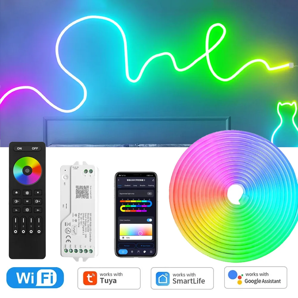 Tuya WiFi Neon RGBIC LED Strip 12V 5m 10m WS2811 Music Sync Dream Color Light Party Game DIY Soft Lamp RF Remote fr Alexa Google
Tuya WiFi Neon RGBIC LED Strip 12V 5m 10m WS2811 Music Sync Dream Color Light Party Game DIY Soft Lamp RF Remote fr Alexa Google